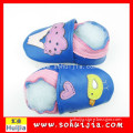 Supplier of china products blue and rose tree embroidered cow leather soft flat used shoes baby
